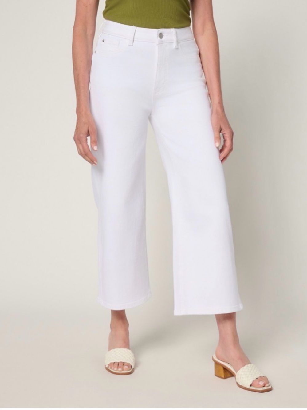 Warp & Weft NCE Cropped Wide Leg Jeans Sz 2 White
